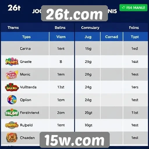 Comparativo entre jogos populares disponíveis no 26t.com